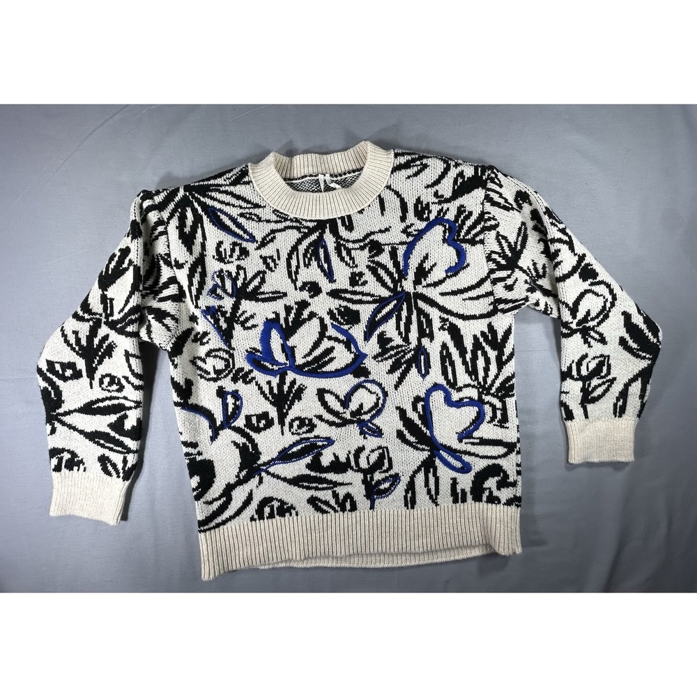 Anthropologie Floral‎ Pop Embroidered Sweater women's medium